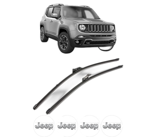 Set stergatoare JEEP RENEGADE SUV (BU, B1, BV) din 2014-2022, pentru parbriz auto, 2 bucati, Valeo Silencio Xtrm, din cauciuc siliconat rezistent, 4 Stickere Auto JEEP