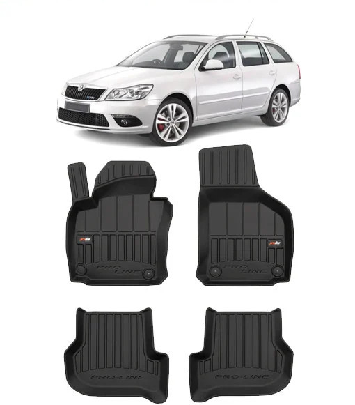 Skoda Octavia II Scout, Combi, Din 2004 - 04.2013 , Set Covorase Auto Tip Tavita Premium 3D, din cauciuc