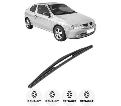 Stergator lamela spate RENAULT MEGANE I Coach (DA0/1_) din 1996 - 2003, pentru luneta auto, Valeo Silencio, din cauciuc siliconat rezistent, 4 Stickere Auto RENAULT