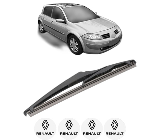 Stergator lamela spate RENAULT MEGANE II Hatchback Van (KM0/2_) din 2003 - 2009, pentru luneta auto, Valeo Silencio, din cauciuc siliconat rezistent, 4 Stickere Auto RENAULT