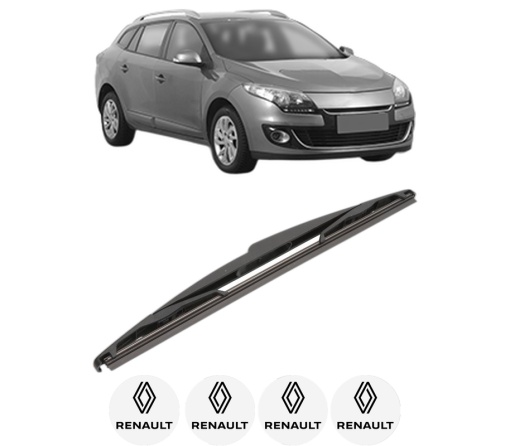 Stergator lamela spate RENAULT MEGANE III Combi Van (KZ0/1) din 2009 - 2015, pentru luneta auto, Valeo Silencio, din cauciuc siliconat rezistent, 4 Stickere Auto RENAULT