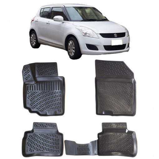 Suzuki Swift III 2010-2017 Set 4 covorase auto din cauciuc tip tavita premium line 3D