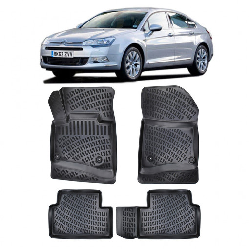 Citroen C5 II (Rd / Td)2007-2017 Set 4 covorase auto din cauciuc tip tavita premium line 3D