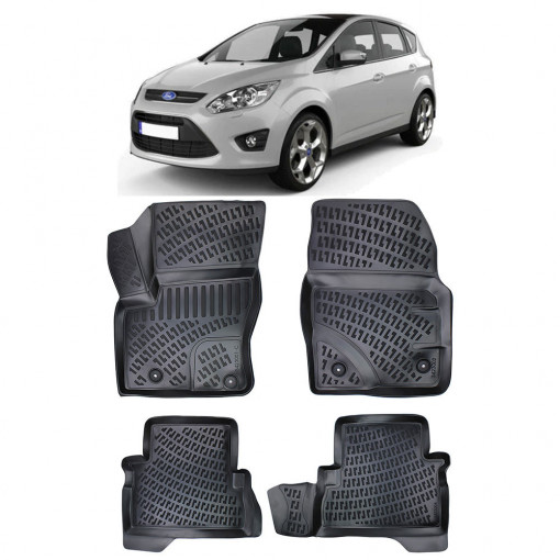 Ford C-Max I 2003-2010 Set 4 covorase auto din cauciuc tip tavita premium line 3D