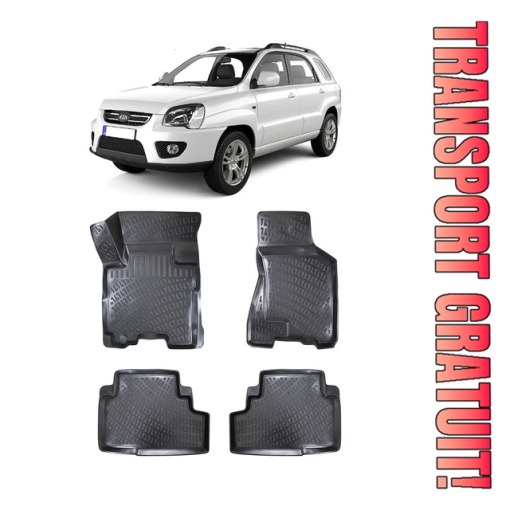 Kia Sportage II 2004-2010 Set 4 covorase auto din cauciuc tip tavita premium line 3D - Img 1