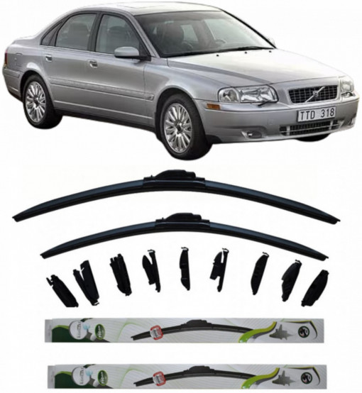 Set 2 stergatoare Kontakt Multi Adapter 60 cm/53 cm compatibile cu Volvo S80 I (184) din 1998-2006 (60 cm/53 cm)