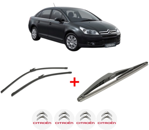 Set 3 stergatoare CITROEN C4 I Saloon din 2006 - 2013, pentru parbriz si luneta fata si spate auto, Bosch Twin, din cauciuc siliconat rezistent, 4 Stickere Auto CITROEN