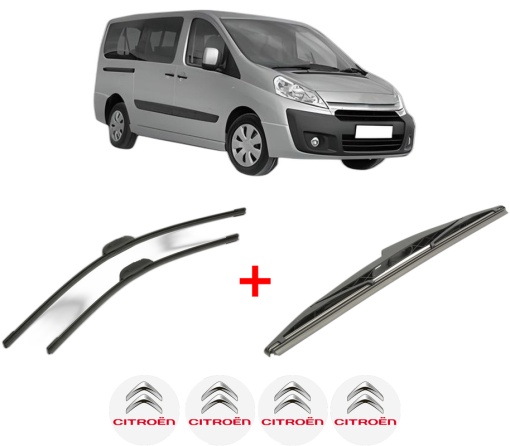 Set 3 stergatoare CITROEN JUMPY II (VF7) din 2007 - 2016, pentru parbriz si luneta fata si spate auto, Bosch Twin, din cauciuc siliconat rezistent, 4 Stickere Auto CITROEN