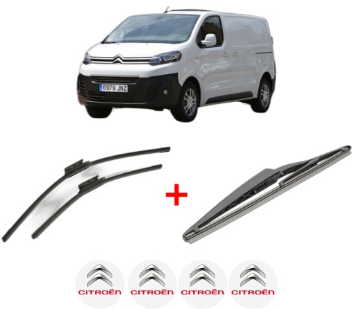 Set 3 stergatoare CITROEN JUMPY III Van (V_) din 2016 - 2022, pentru parbriz si luneta fata si spate auto, Bosch Twin, din cauciuc siliconat rezistent, 4 Stickere Auto CITROEN