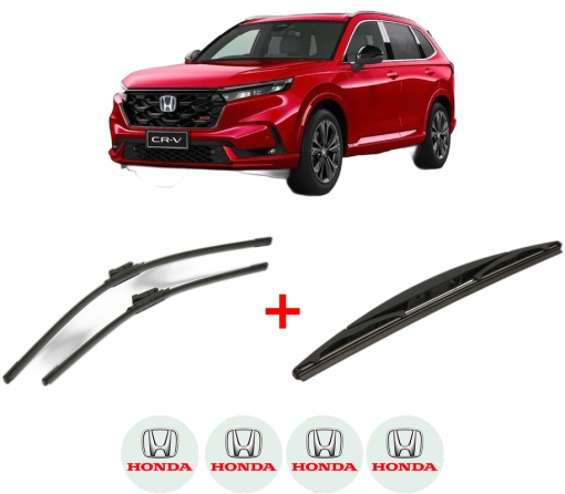 Set 3 stergatoare HONDA CR-V VI (RS_, RY_) din 2023, pentru parbriz si luneta fata si spate auto, Bosch Twin, din cauciuc siliconat rezistent, 4 Stickere Auto HONDA