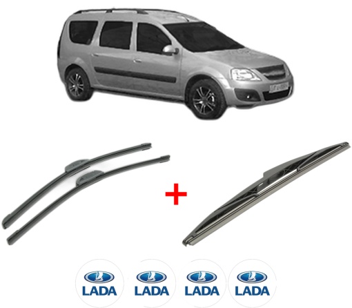 Set 3 stergatoare LADA LARGUS (KS0_, RS0_, KSA_) din 2012 - 2021, pentru parbriz si luneta fata si spate auto, Bosch Twin, din cauciuc siliconat rezistent, 4 Stickere Auto LADA