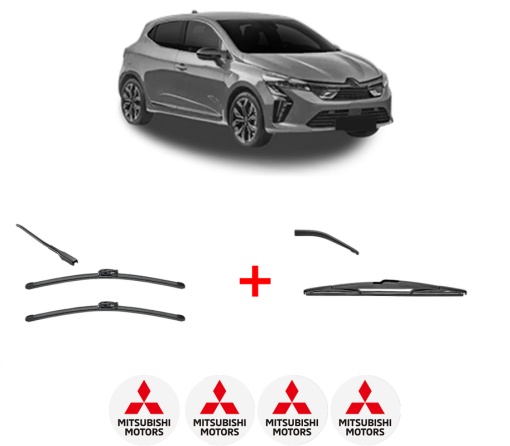 Set 3 stergatoare MITSUBISHI COLT VII Hatchback (VB_) din 2023, pentru parbriz si luneta fata si spate auto, Valeo Silencio, din cauciuc siliconat rezistent, 4 Stickere Auto MITSUBISHI