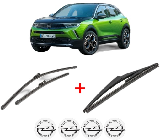 Set 3 stergatoare OPEL MOKKA din 2012 - 2019, pentru parbriz si luneta fata si spate auto, Valeo Silencio, din cauciuc siliconat rezistent, 4 Stickere Auto OPEL