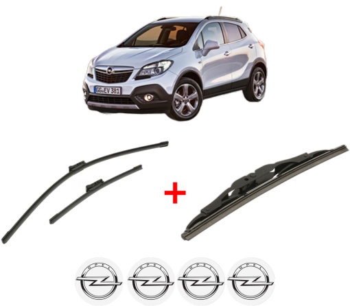 Set 3 stergatoare OPEL MOKKA / MOKKA X (J13) din 2012 - 2019, pentru parbriz si luneta fata si spate auto, Bosch Twin, din cauciuc siliconat rezistent, 4 Stickere Auto OPEL