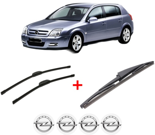 Set 3 stergatoare OPEL SIGNUM Hatchback (Z03) din 2003 - 2008, pentru parbriz si luneta fata si spate auto, Bosch Twin, din cauciuc siliconat rezistent, 4 Stickere Auto OPEL