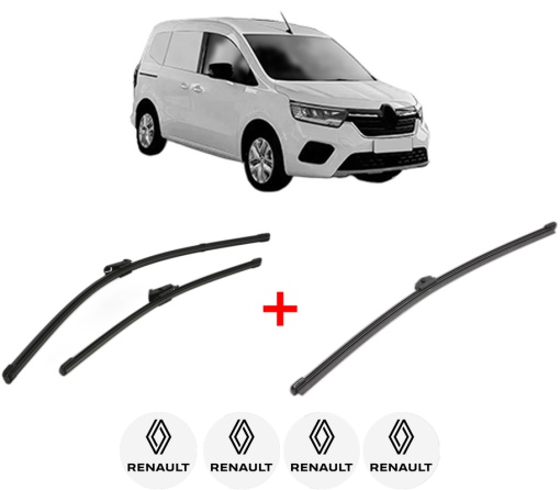 Set 3 stergatoare RENAULT KANGOO III MPV din 2021, pentru parbriz si luneta fata si spate auto, Valeo Silencio Xtrm, din cauciuc siliconat rezistent, 4 Stickere Auto RENAULT