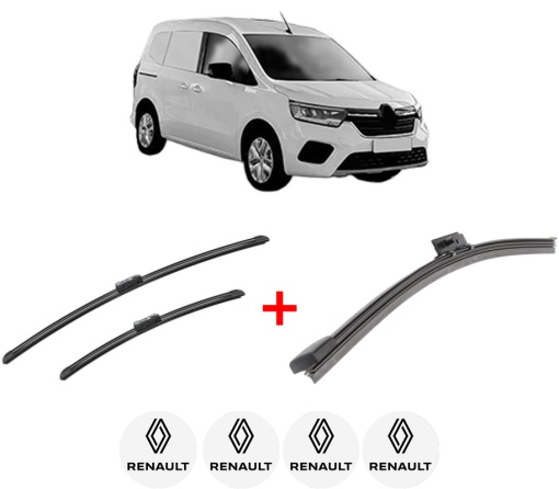 Set 3 stergatoare RENAULT KANGOO III MPV din 2021, pentru parbriz si luneta fata si spate auto, Bosch Aerotwin, din cauciuc siliconat rezistent, 4 Stickere Auto RENAULT