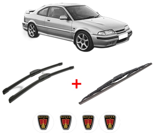 Set 3 stergatoare ROVER 200 Coupe (XW) din 1992 - 1999, pentru parbriz si luneta fata si spate auto, Bosch Twin, din cauciuc siliconat rezistent, 4 Stickere Auto ROVER