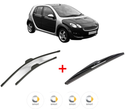 Set 3 stergatoare SMART FORFOUR (454) din 2004 - 2006, pentru parbriz si luneta fata si spate auto, Bosch Twin, din cauciuc siliconat rezistent, 4 Stickere Auto SMART
