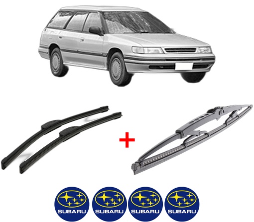 Set 3 stergatoare SUBARU LEGACY I Estate (BC, BF, BJ) din 1989 - 1994, pentru parbriz si luneta fata si spate auto, Bosch Twin, din cauciuc siliconat rezistent, 4 Stickere Auto SUBARU