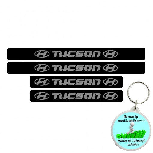 Set 4 protectii praguri auto, autoadezive Tucson si breloc Succes,