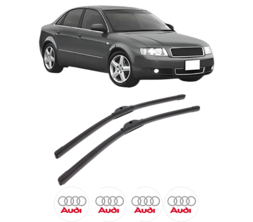 Set stergatoare AUDI A4 B6 (8E2) din 2000-2004, pentru parbriz auto, 2 bucati, Bosch Aerotwin, din cauciuc siliconat rezistent, 4 Stickere Auto AUDI