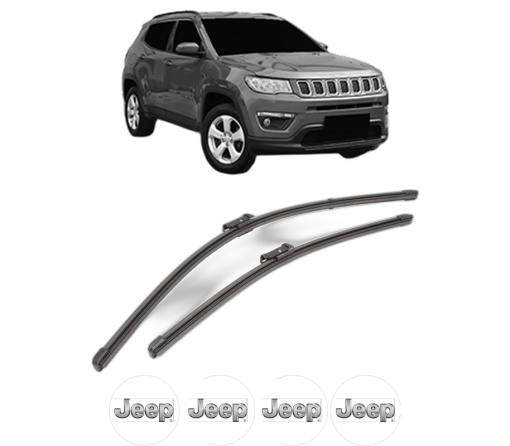 Set stergatoare JEEP COMPASS (MP, M6, MV, M7) din 2016-2022, pentru parbriz auto, 2 bucati, Valeo Silencio Xtrm, din cauciuc siliconat rezistent, 4 Stickere Auto JEEP