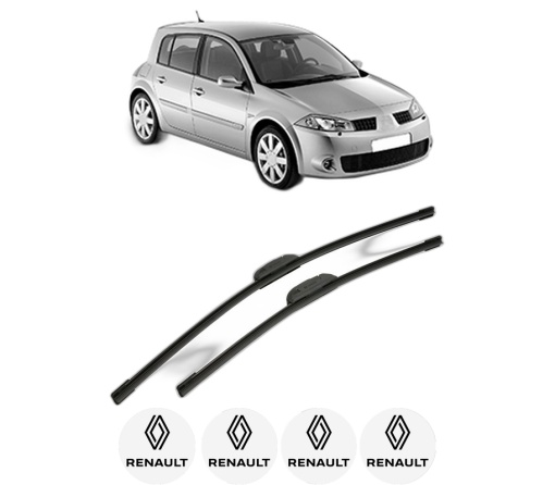 Set stergatoare RENAULT MEGANE II (BM0/1_, CM0/1_) din 2002-2011, pentru parbriz auto, 2 bucati, Bosch Aerotwin Retrofit, din cauciuc siliconat rezistent, 4 Stickere Auto RENAULT