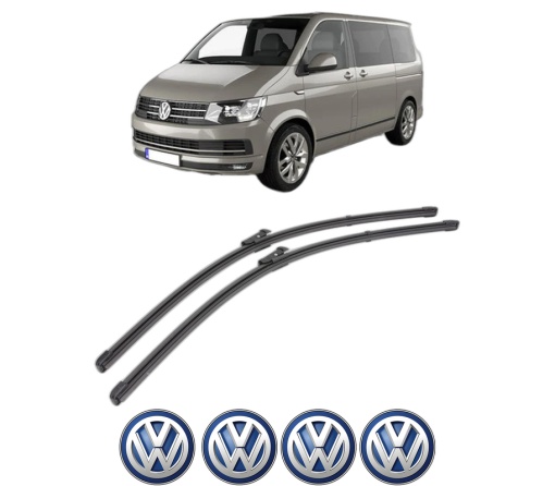 Set stergatoare Volkswagen MULTIVAN T5 (7HM, 7HN, 7HF, 7EF, 7EM, 7EN) din 2003-2015, pentru parbriz auto, 2 bucati, Valeo Silencio, din cauciuc siliconat rezistent, 4 Stickere Auto Volkswagen