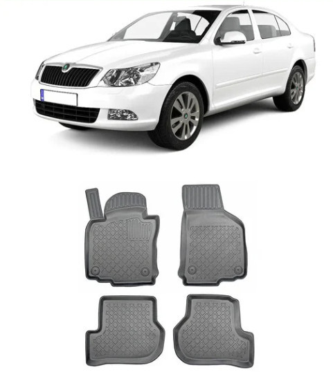 Skoda Octavia II Din 03.2004 - 01.2013, Hatchback , Set Covorase Auto Tip Tavita Premium 3D, din cauciuc