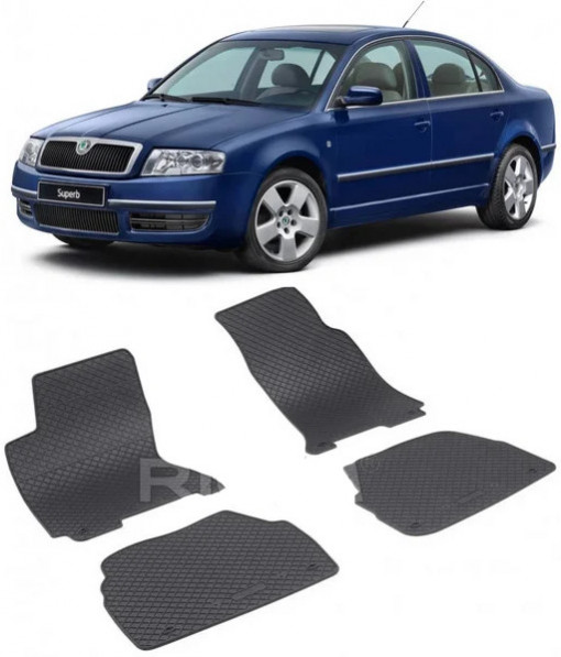 Skoda Superb I fabricat din 03.2002 - 06.2008, set covorase auto dedicate, din cauciuc 100% Premium