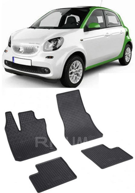 Smart Forfour II, Hatchback, fabricat din 2014 - Prezent, set covorase auto dedicate, din cauciuc 100% Premium