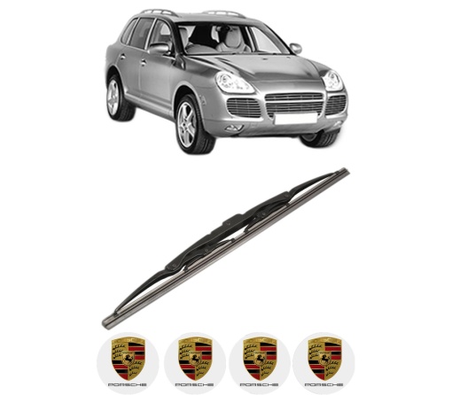 Stergator lamela spate PORSCHE CAYENNE (9PA) din 2002 - 2010, pentru luneta auto, Bosch Twin, din cauciuc siliconat rezistent, 4 Stickere Auto PORSCHE