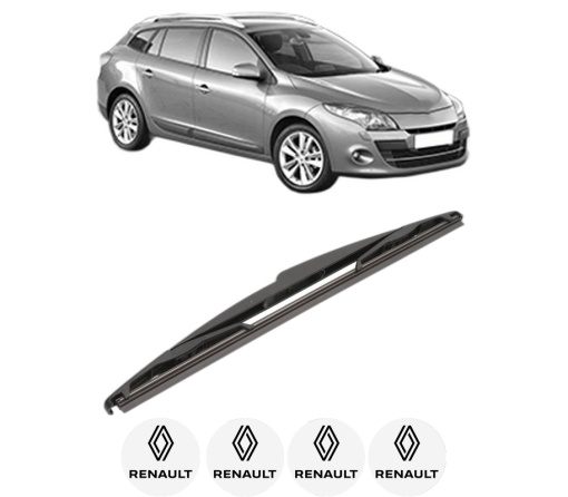 Stergator lamela spate RENAULT MEGANE III Grandtour (KZ0/1) din 2008 - 2016, pentru luneta auto, Valeo Silencio, din cauciuc siliconat rezistent, 4 Stickere Auto RENAULT