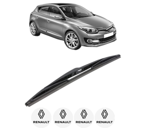 Stergator lamela spate RENAULT MEGANE III Hatchback (BZ0/1_, B3_) din 2008 - 2017, pentru luneta auto, Bosch Twin, din cauciuc siliconat rezistent, 4 Stickere Auto RENAULT