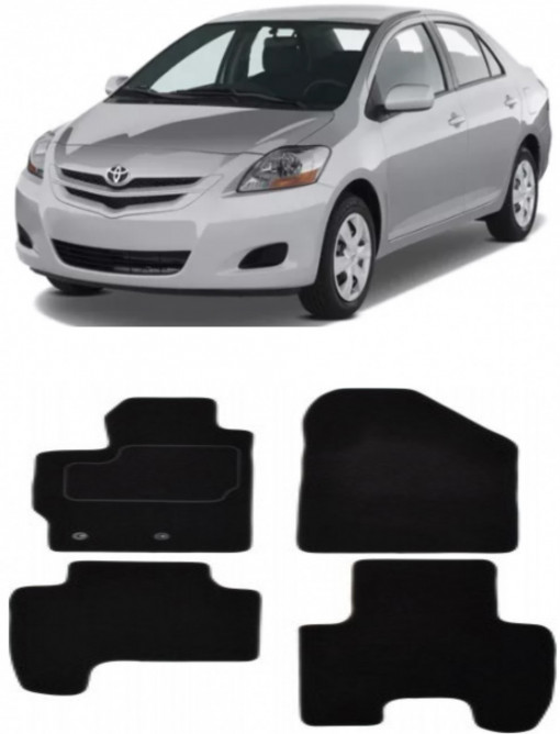Toyota Yaris II Set covorase auto din mocheta premium, dedicate pentru Toyota Yaris II Sedan fabricat intre 2005-2012, calitate extra