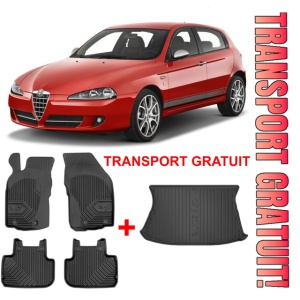 Alfa Romeo 147 Din 2001 - 2010, Hatchback , Set Covorase Auto Tip Tavita + tavita pentru portbagaj Premium 3D, din cauciuc