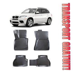 Bmw II X5 E70 2006-2013 Set 4 covorase auto din cauciuc tip tavita premium line 3D - Img 1
