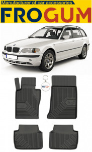 Bmw Seria 3 E46 Din 1998 - 08.2005, Combi , Set Covorase Auto Tip Tavita Premium 3D, din cauciuc accesorii pentru autoturismul tau - masina v168170