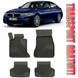 Bmw Seria 5 G30 Din 02.2017 - Prezent, Sedan , Set Covorase Auto Tip Tavita Premium 3D, din cauciuc