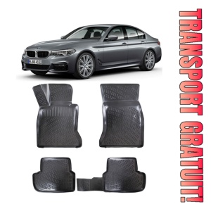Bmw Seria 5 VII G30 / G31 / G38 2017-2023 Set 4 covorase auto din cauciuc tip tavita premium line 3D
