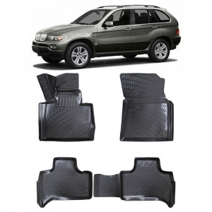 Bmw X5 E53 1999-2006 Set 4 covorase auto din cauciuc tip tavita premium line 3D accesorii pentru autoturismul tau - masina v243226