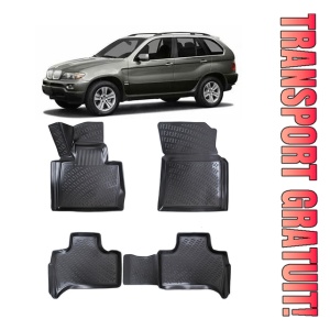 Bmw X5 E53 1999-2006 Set 4 covorase auto din cauciuc tip tavita premium line 3D