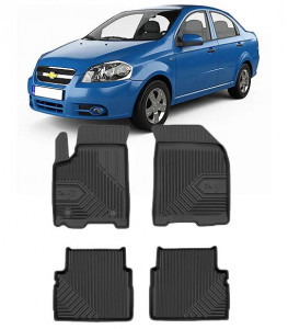 Chevrolet Aveo T250 Din 2006 - 2011, Sedan , Set Covorase Auto Tip Tavita Premium 3D, din cauciuc accesorii pentru autoturismul tau - masina v166784