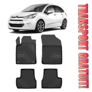Citroen C3 II Din 2009 - 12.2016, Hatchback , Set Covorase Auto Tip Tavita Premium 3D, din cauciuc