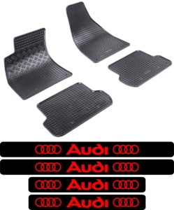 Covorase Audi A4 B6, Sedan, din 11.2001 - 10.2004 si set 4 stickere protectie praguri Audi accesorii pentru autoturismul tau - masina v3963