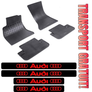 Covorase Audi A4 B8, Combi, din 04.2008 - 10.2015 si set 4 stickere protectie praguri Audi