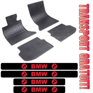 Covorase BMW Seria 5 F10, Sedan, din 03.2010 - 2013 si set 4 stickere protectie praguri BMW