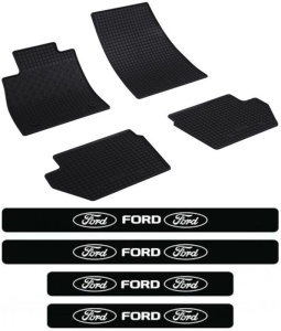 Covorase Ford Fiesta VII, Hatchback, din 07.2017 - prezent si set 4 stickere protectie praguri Ford accesorii pentru autoturismul tau - masina v3291