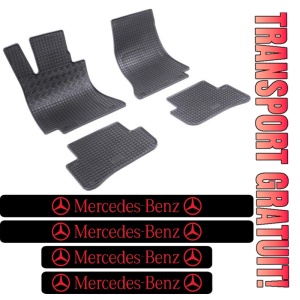 Covorase Mercedes Clasa C W205, Sedan, din 03.2014 - 11.2020 si set 4 stickere protectie praguri Mercedes